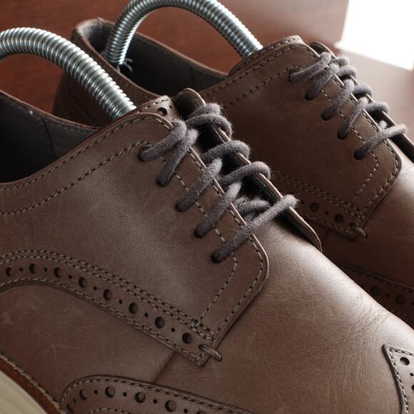 Cole Haan Oxfords Mens SZ 8.5M Gray Brown Grand OS Leather Wingtip Dress Shoes - Picture 8 of 15